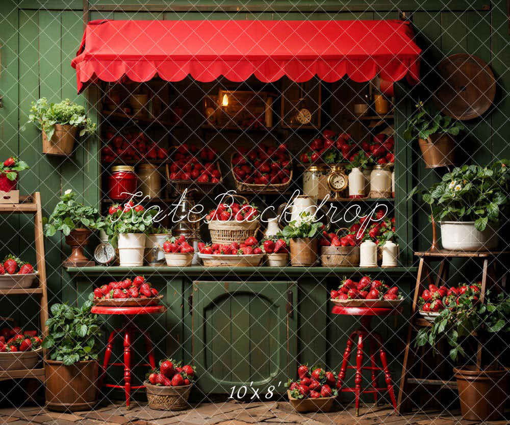 Kate Spring Strawberry Green House Backdrop Designed by Emetselch