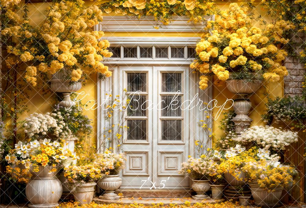 Kate Spring Yellow Flowers Door Backdrop Designed by Emetselch