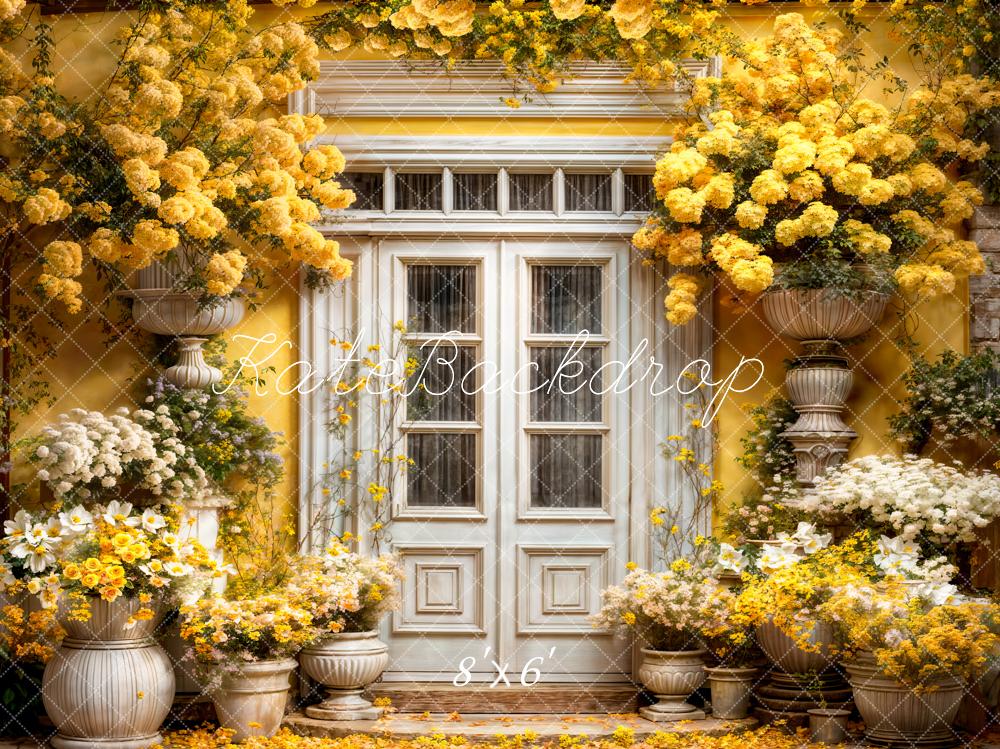 Kate Spring Yellow Flowers Door Backdrop Designed by Emetselch
