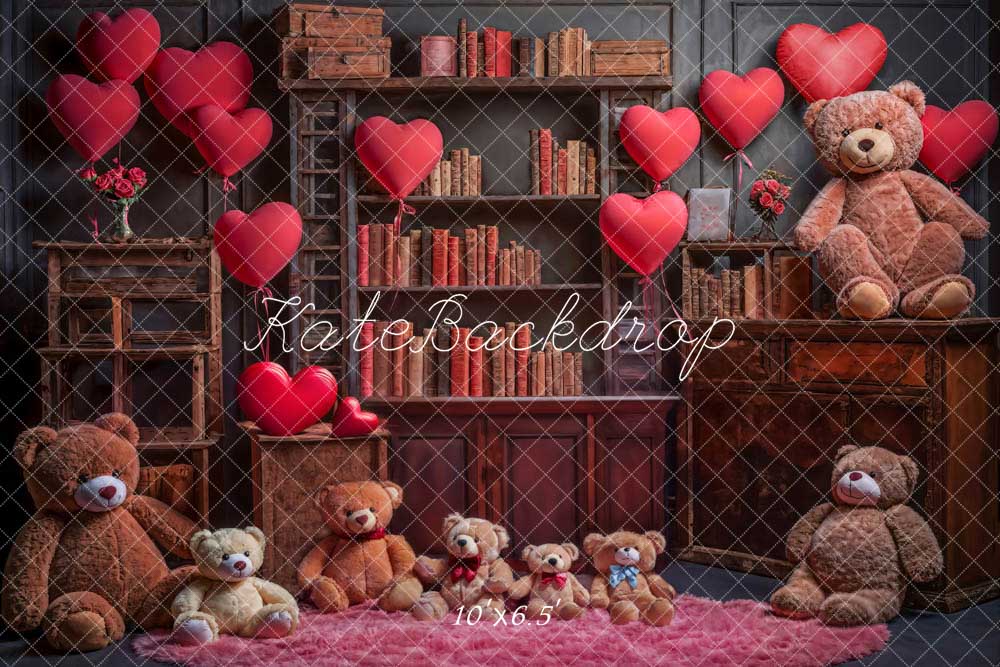 Kate Valentine's Day Love Balloon Book Bear Backdrop Designed by Emetselch
