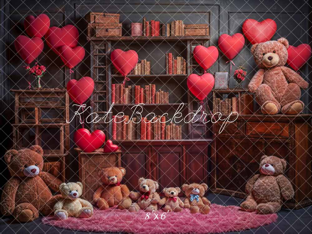 Kate Valentine's Day Love Balloon Book Bear Backdrop Designed by Emetselch