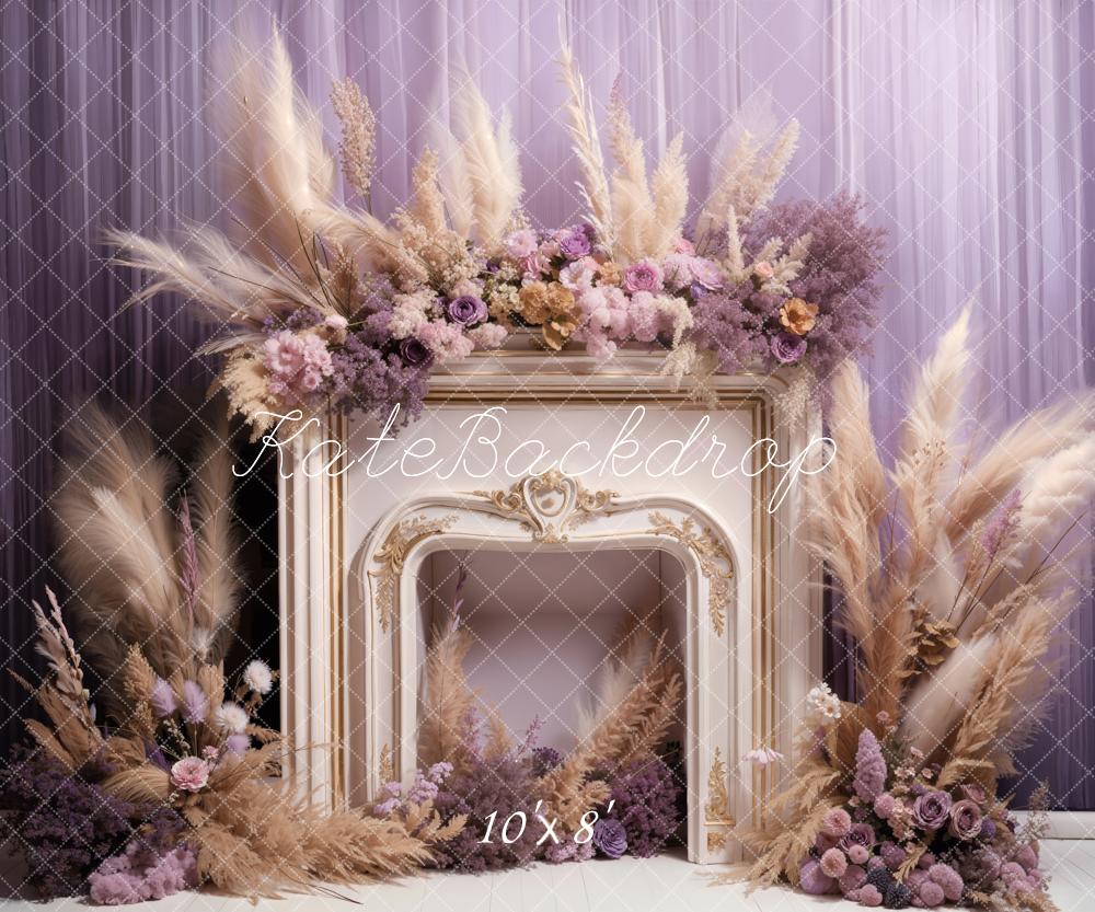 Kate Spring Flowers Reed Fireplace Backdrop Designed by Emetselch