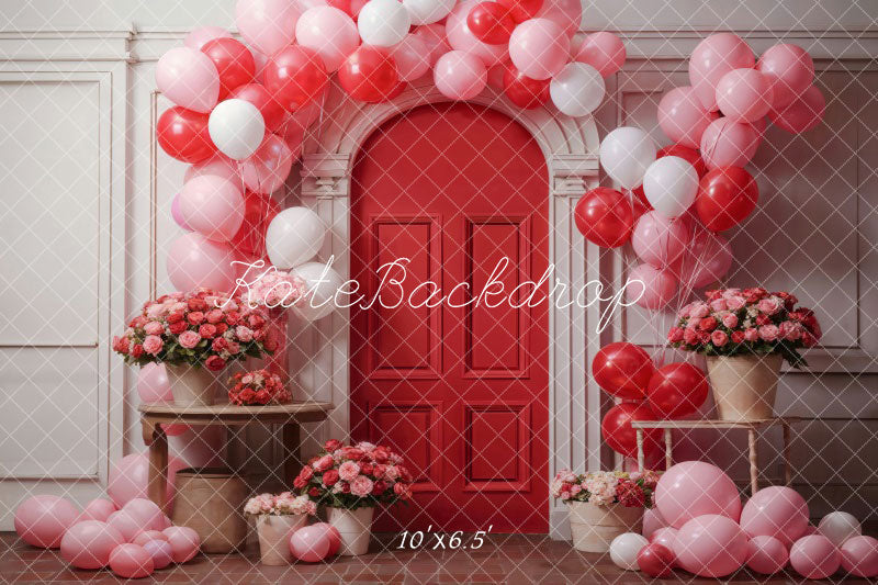 Kate Valentine's Day Flowers Balloon Arch Backdrop Designed by Chain Photography