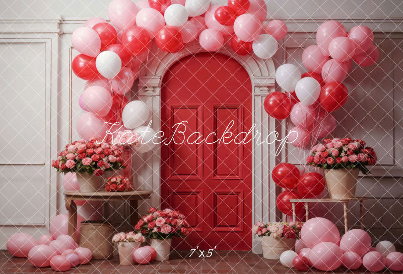 Kate Valentine's Day Flowers Balloon Arch Backdrop Designed by Chain Photography