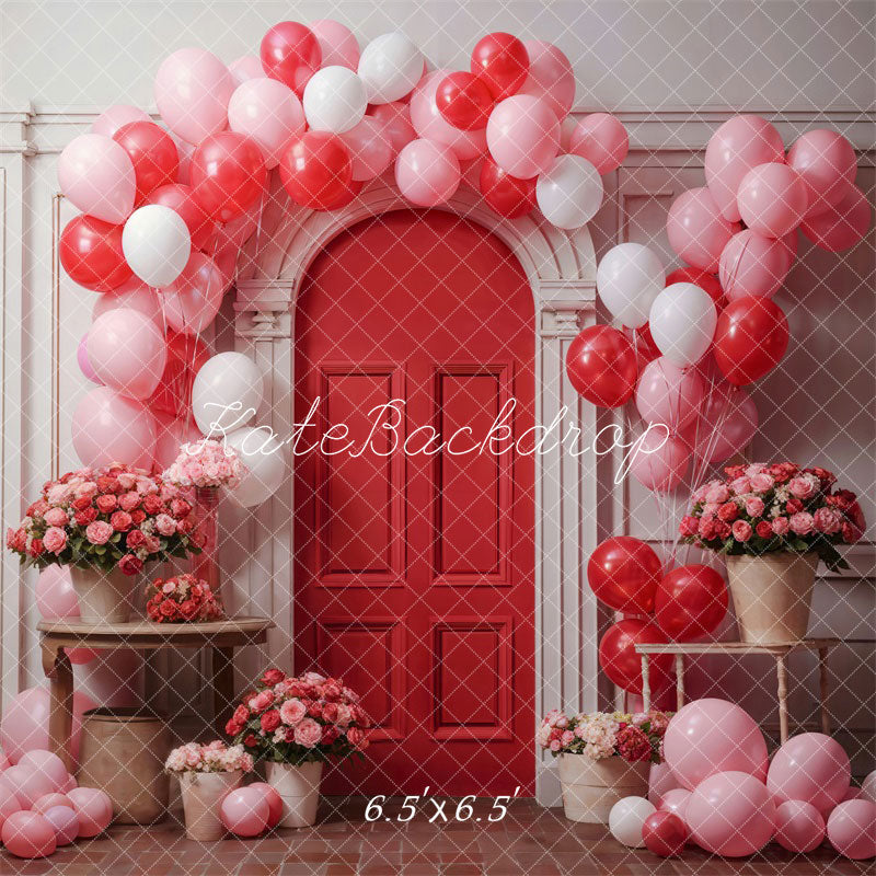 Kate Valentine's Day Flowers Balloon Arch Backdrop Designed by Chain Photography