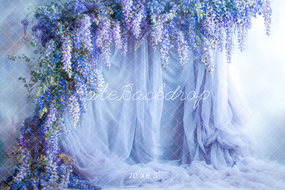 Kate Spring Blue Flowers Curtain Backdrop Designed by Emetselch -UK