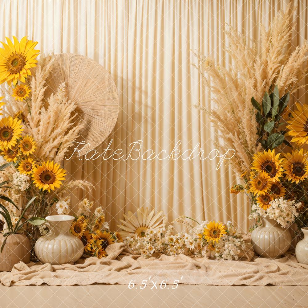 Kate Boho Summer Sunflowers Backdrop Designed by Emetselch