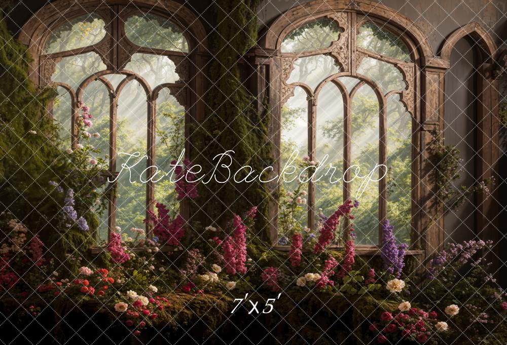 Kate Spring Flowers Arch Window Backdrop Designed by Emetselch