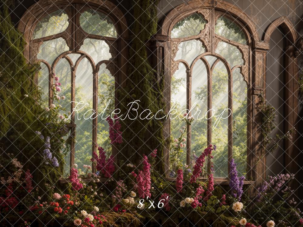 Kate Spring Flowers Arch Window Backdrop Designed by Emetselch