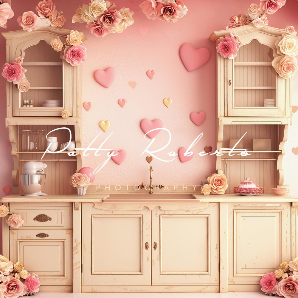 Kate Valentines Heart Kitchen Backdrop Designed by Patty Robert