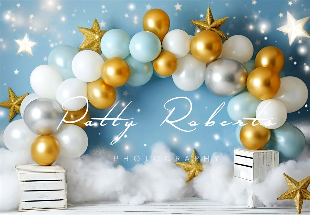 Kate Cake Smash Stars Balloons Backdrop Designed by Patty Robert -UK