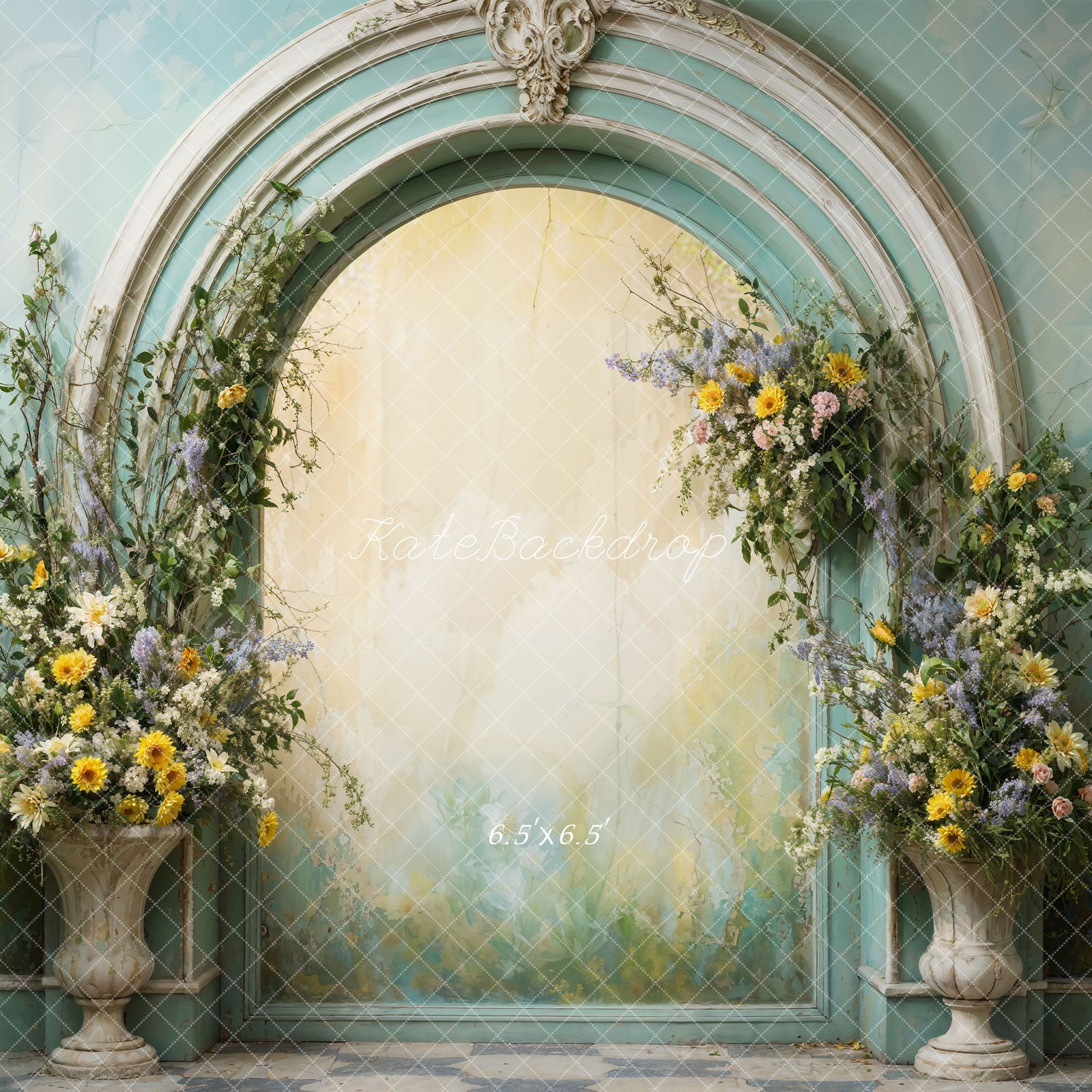 Kate Spring Flowers Green Arch Wall Backdrop Designed by Emetselch