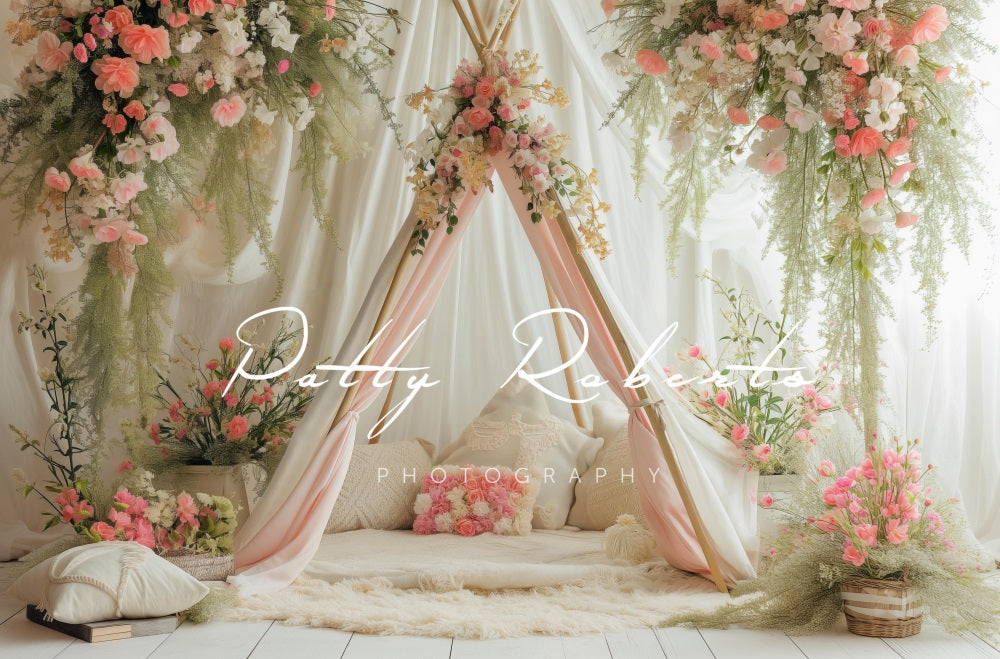 Kate White Spring Teepee with Flowers Backdrop Designed by Patty Robert -UK