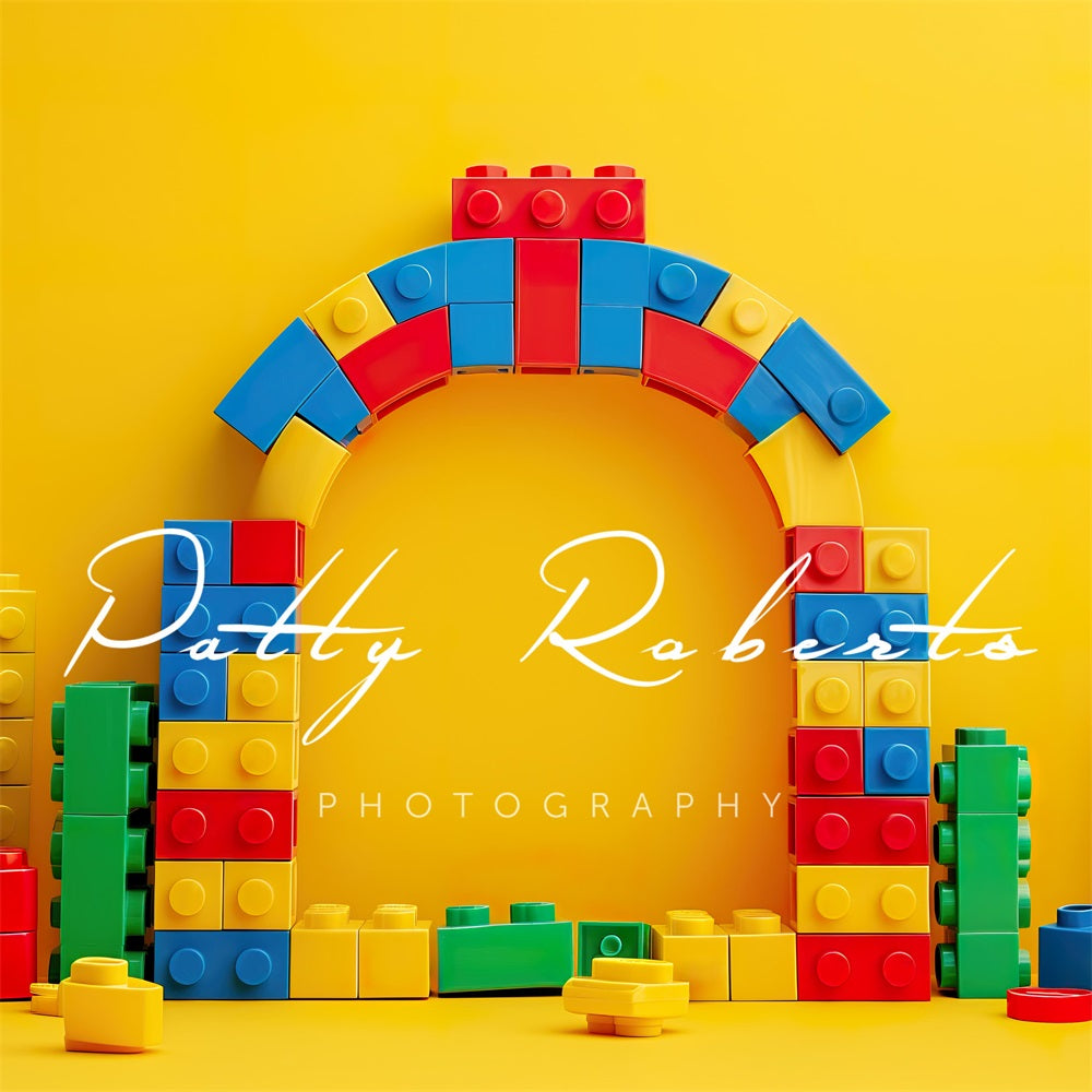 Kate Yellow Lego Bricks Backdrop Designed by Patty Robert