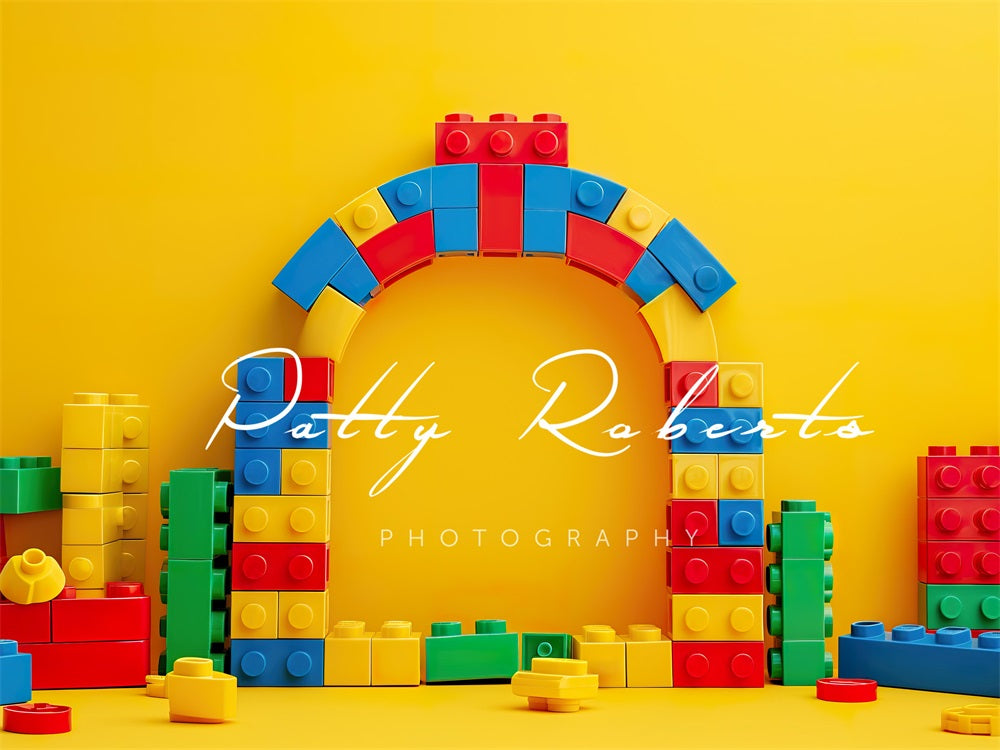 Kate Yellow Lego Bricks Backdrop Designed by Patty Robert