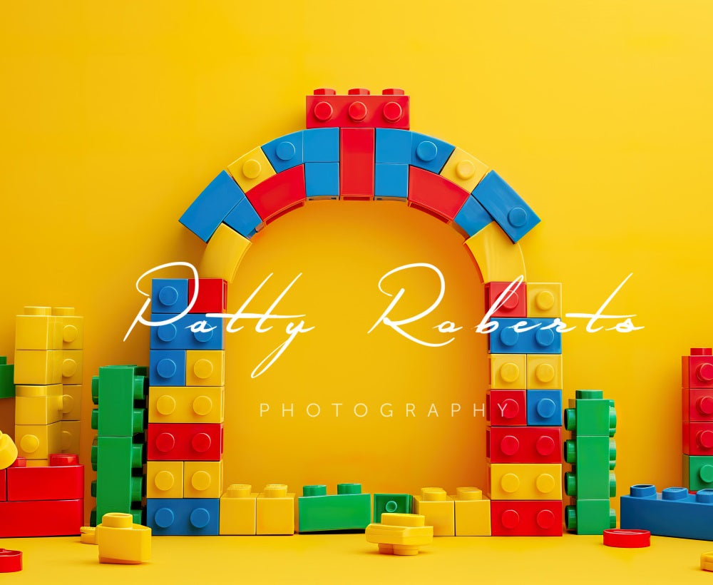 Kate Yellow Lego Bricks Backdrop Designed by Patty Robert
