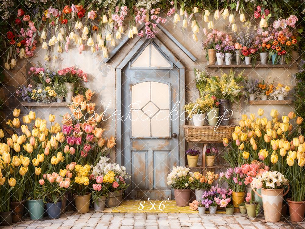 Kate Spring Flowers Tulips Greenhouse Backdrop Designed by Emetselch