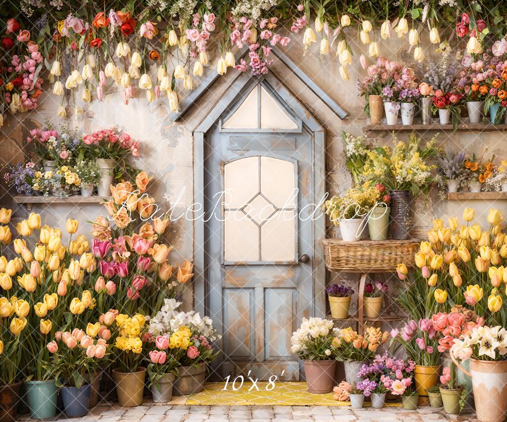 Kate Spring Flowers Tulips Greenhouse Backdrop Designed by Emetselch