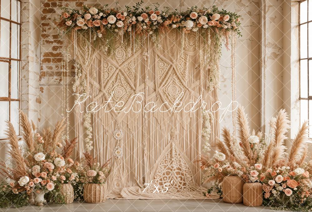 Kate Boho Flower Curtains Backdrop Designed by Emetselch