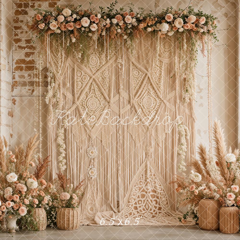 Kate Boho Flower Curtains Backdrop Designed by Emetselch