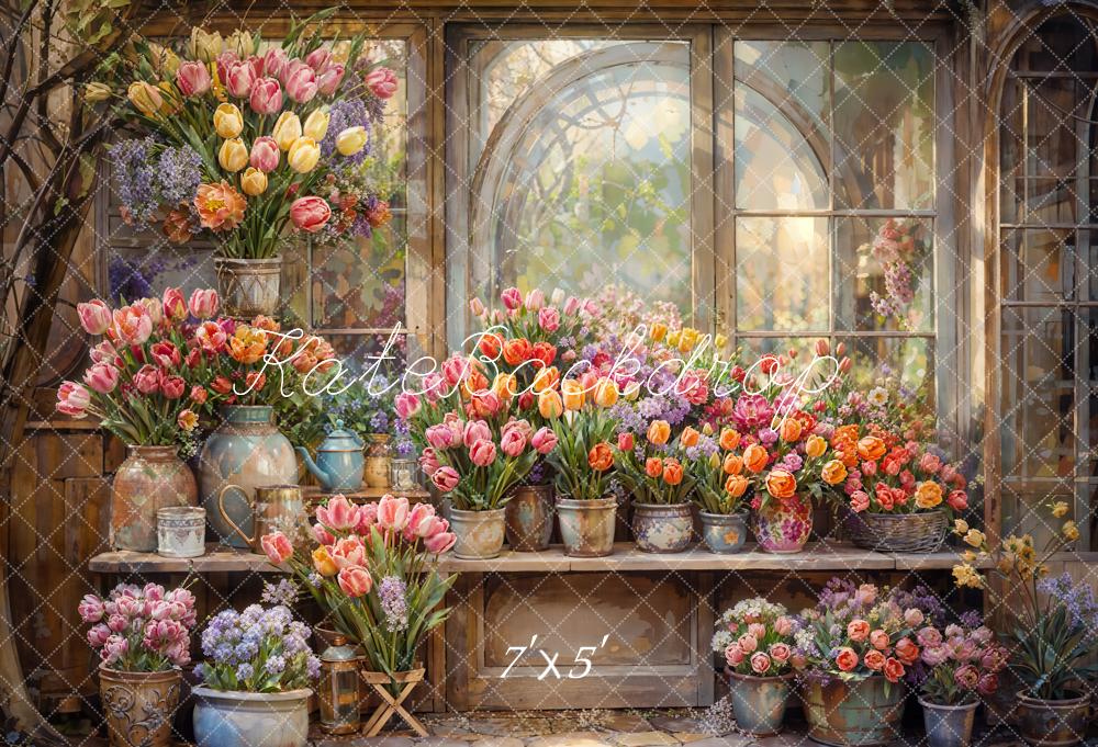 Kate Spring Flowers Window Backdrop Designed by Chain Photography -UK