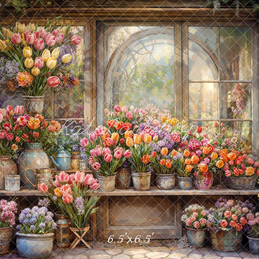 Kate Spring Flowers Window Backdrop Designed by Chain Photography -UK