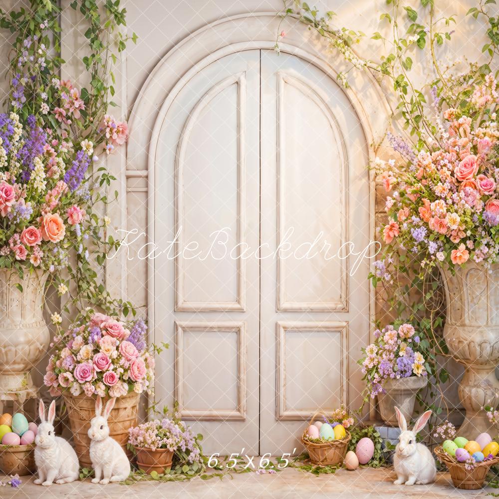 Kate Easter Flowers Bunny White Door Backdrop Designed by Emetselch