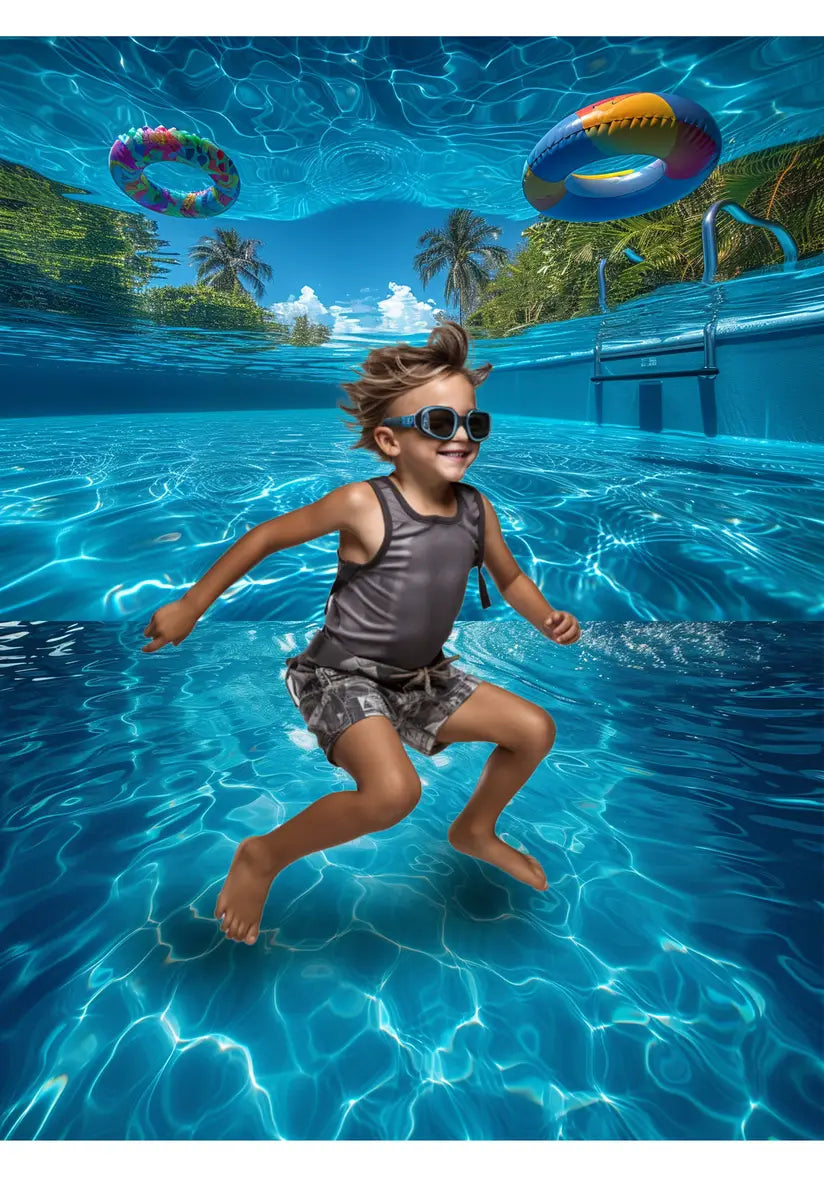 Kate Summer Pool Underwater Backdrop+Blue Water Pool Rubber Floor Mat