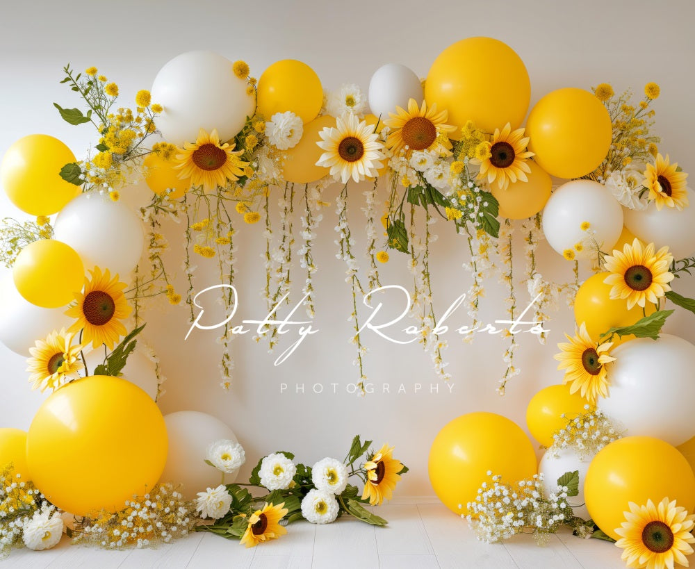 Kate Sunflowers and Balloons Garland Backdrop Designed by Patty Robert