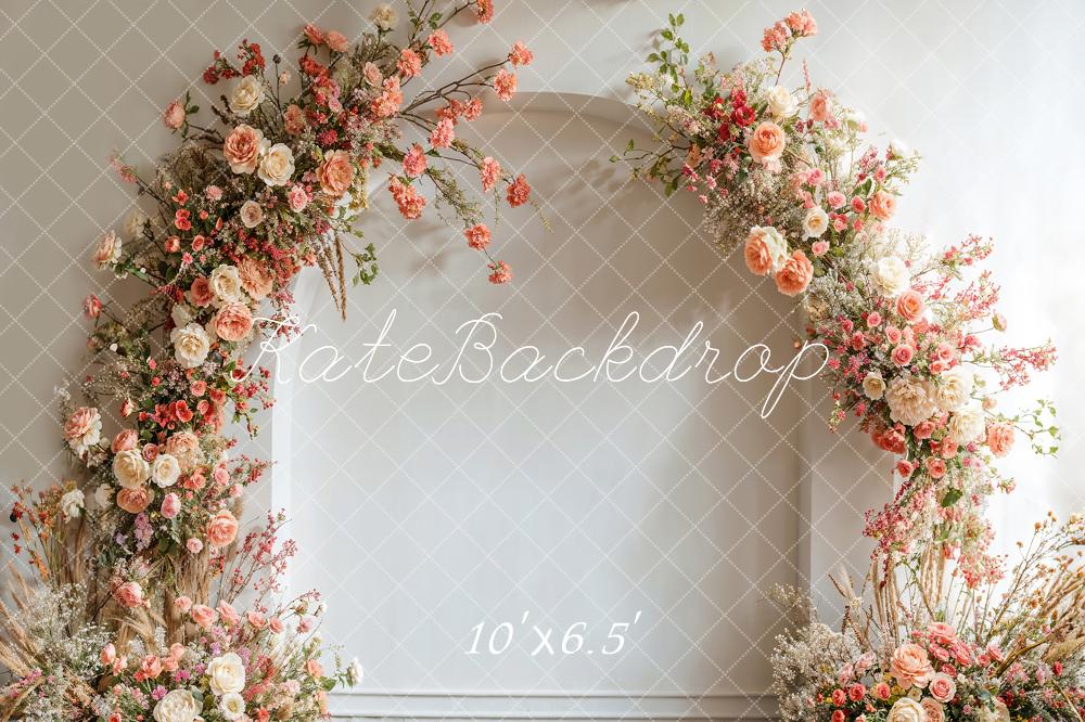 Kate Spring Wedding Flowers White Arch Backdrop Designed by Emetselch -UK