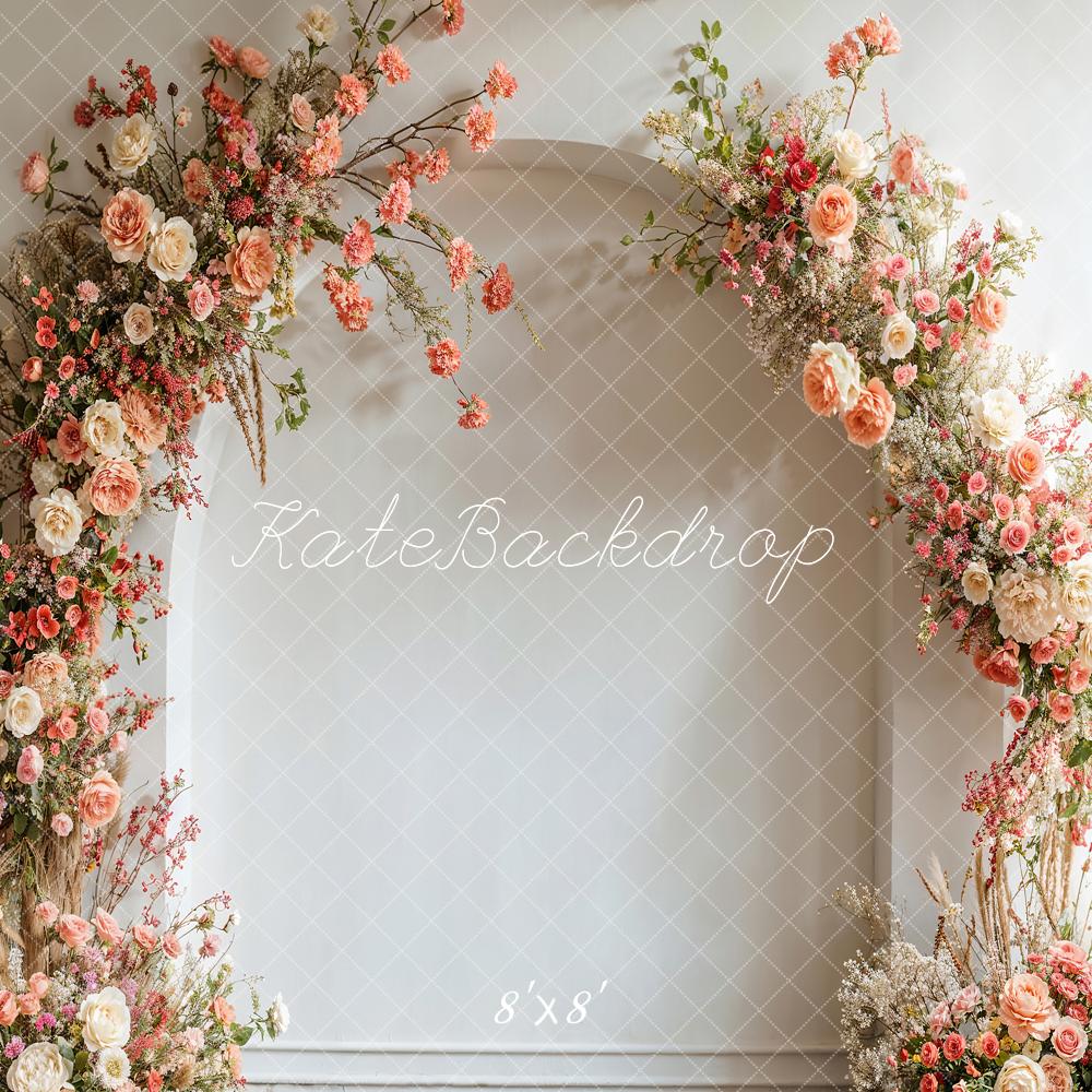 Kate Spring Wedding Flowers White Arch Backdrop Designed by Emetselch -UK