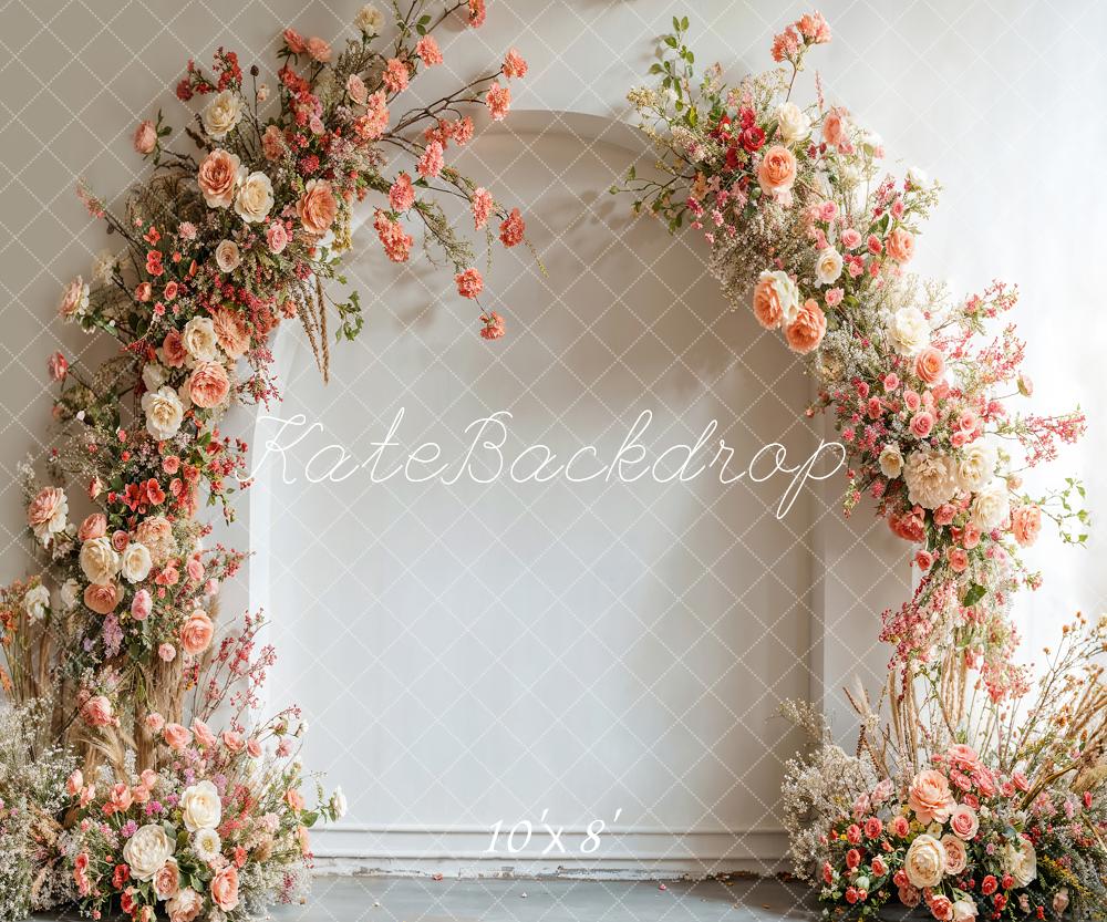 Kate Spring Wedding Flowers White Arch Backdrop Designed by Emetselch -UK