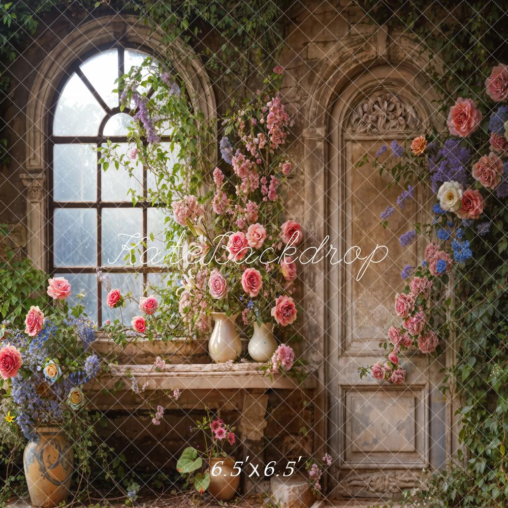 Kate Spring Arched Window Flower Room Backdrop Designed by Emetselch
