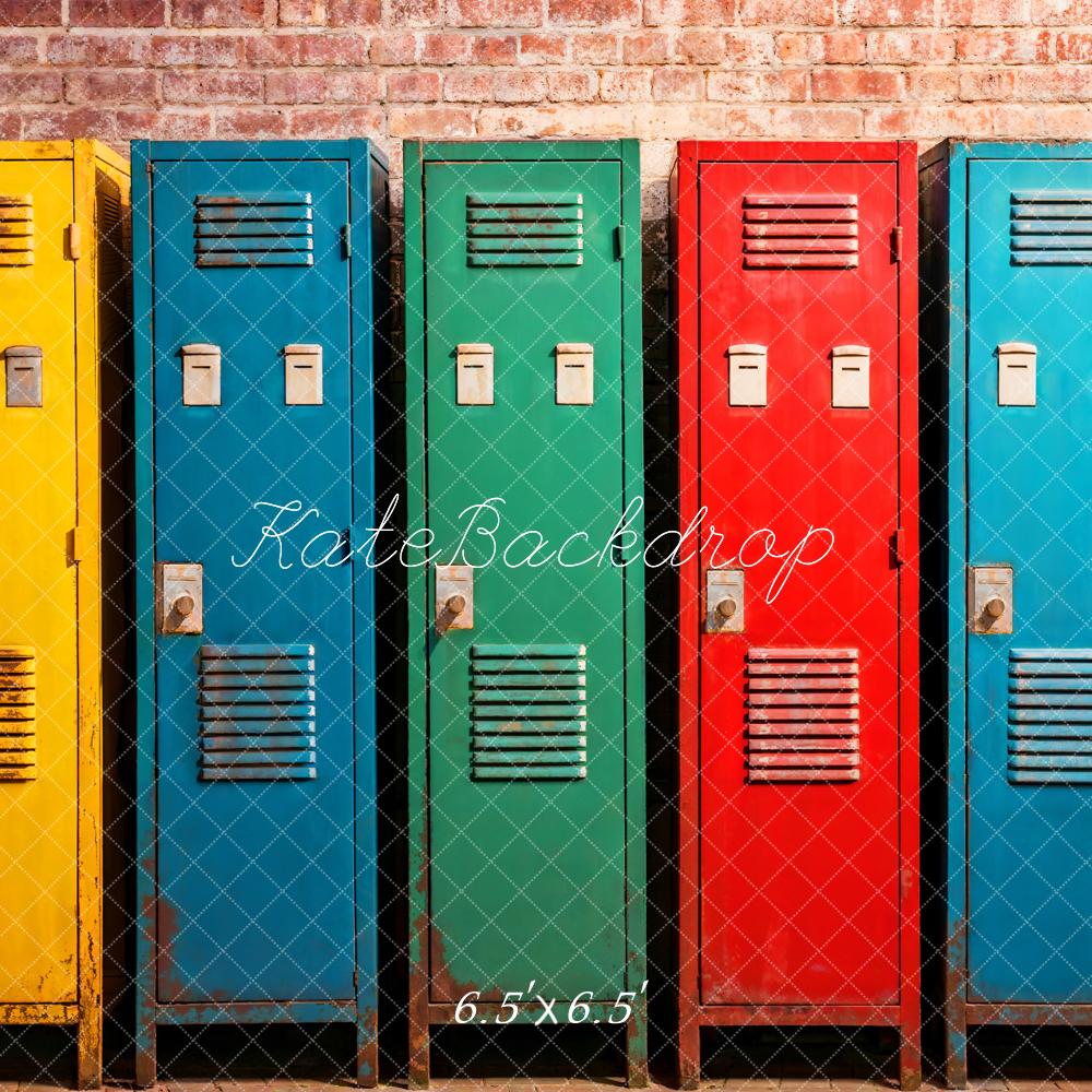 Kate Back to School Colorful Lockers Backdrop Designed by Emetselch -UK