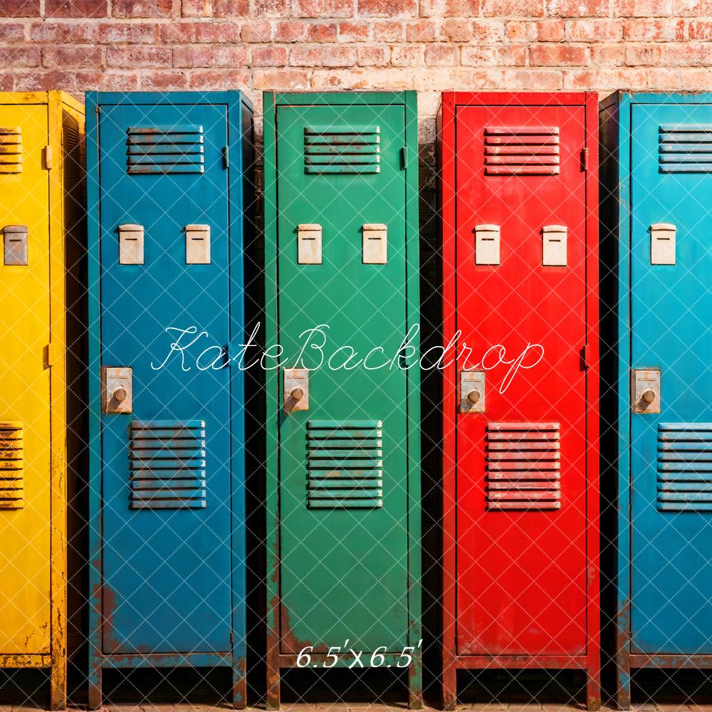 Lighning Deals Kate Back to School Colorful Lockers Backdrop Designed by Emetselch