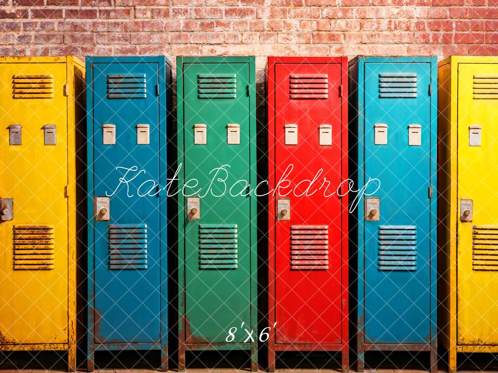 Kate Back to School Colorful Lockers Backdrop Designed by Emetselch -UK