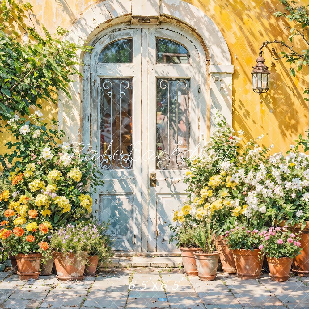 Kate Spring Flower Yellow Wall Arched Door Backdrop Designed by GQ -UK