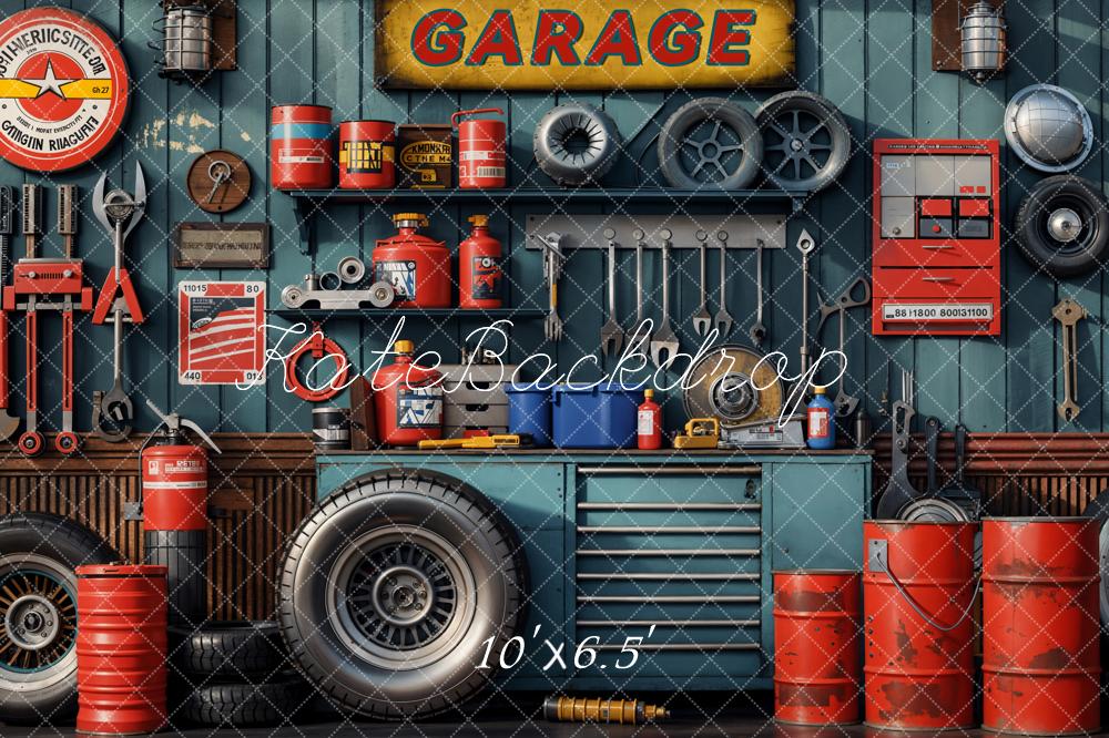 Kate Children/Boy Tool Holder Red Tanker Garage Backdrop Designed by Emetselch