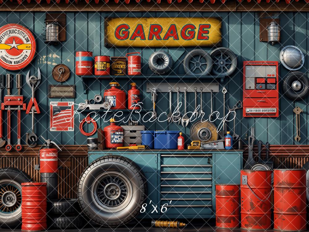Kate Children/Boy Tool Holder Red Tanker Garage Backdrop Designed by Emetselch -UK
