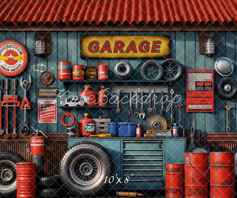 Kate Children/Boy Tool Holder Red Tanker Garage Backdrop Designed by Emetselch -UK