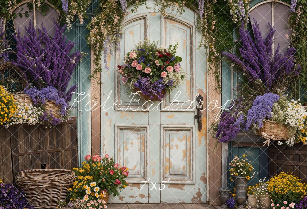 Kate Spring Purple Lavender Flower Door Backdrop Designed by Emetselch