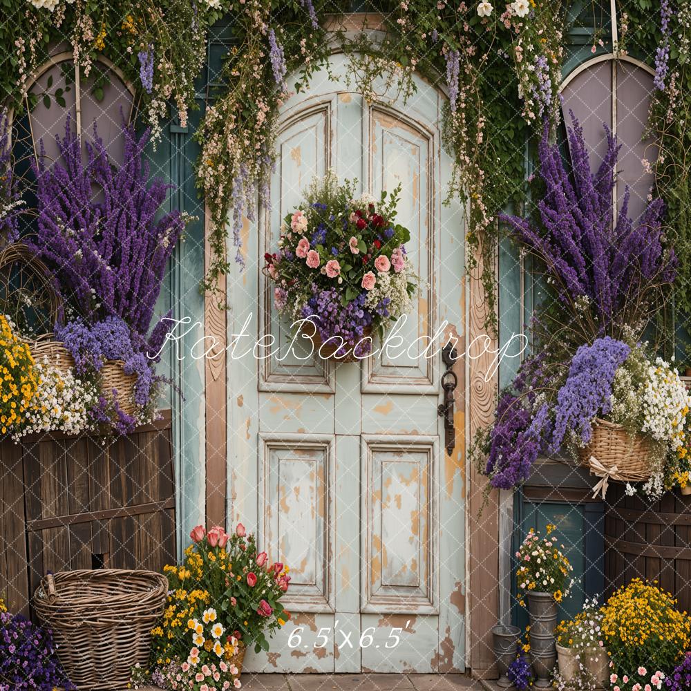 Kate Spring Purple Lavender Flower Door Backdrop Designed by Emetselch