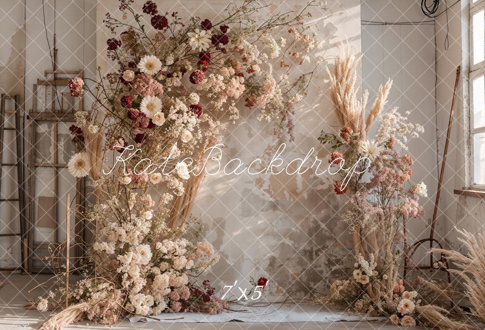 Kate Boho Reed Flower Wood Wall Backdrop Designed by Emetselch -UK