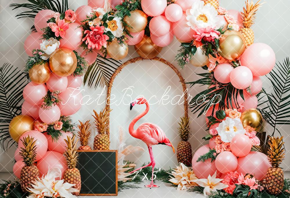 Kate Flamingo Pink Balloon Flower Arch Backdrop Designed by Emetselch