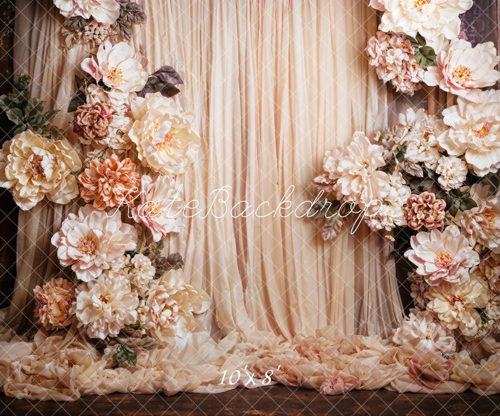 Kate Fine Art Flower Beige Curtain Backdrop Designed by Emetselch