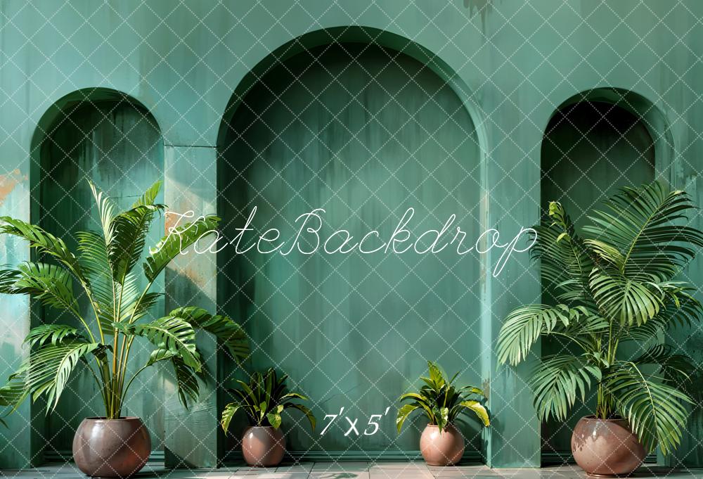 Kate Spring Plant Dark Green Arched Wall Backdrop Designed by Emetselch