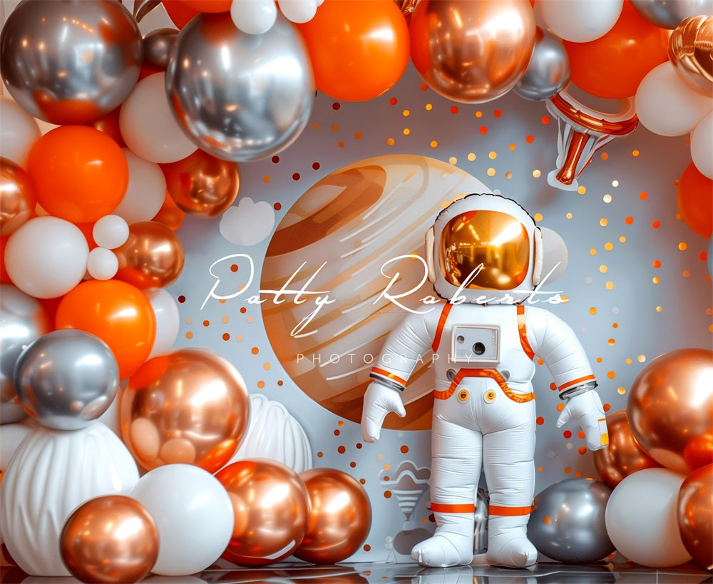 Kate Orange Balloon Space Astronaut Backdrop Designed by Patty Robert -UK
