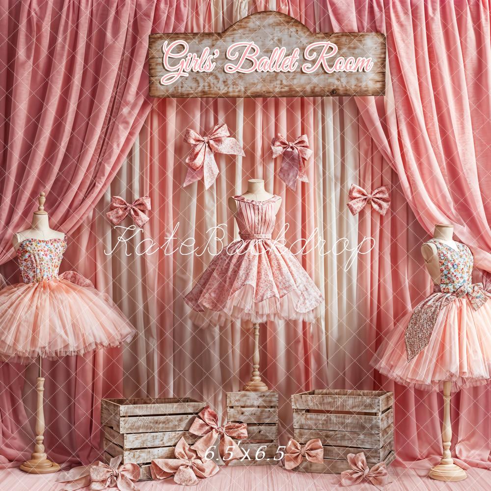 Kate Pink Dress Girls' Ballet Room Curtain Backdrop Designed by Emetselch