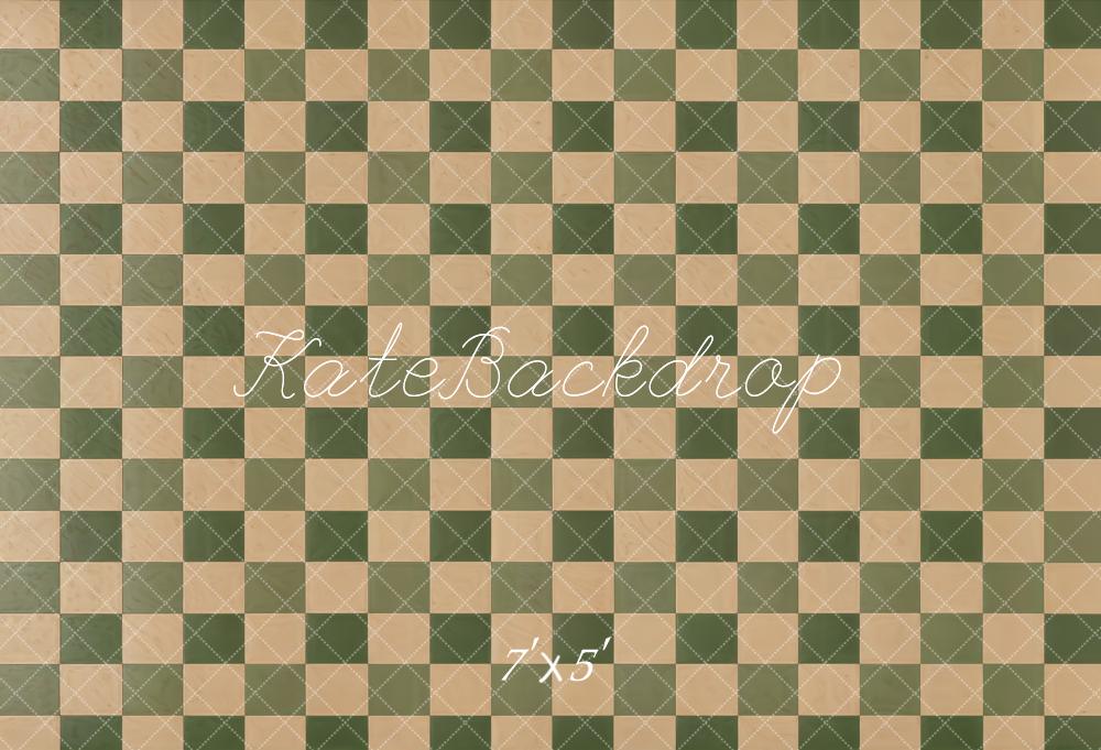 Kate Vintage Beige Green Plaid Floor Backdrop Designed by Kate Image -UK
