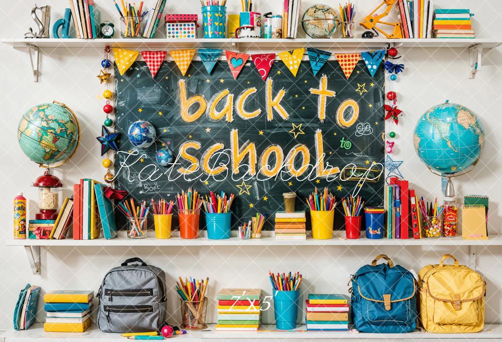 Kate Back to School Colorful Book Graffiti Blackboard Backdrop Designed by Emetselch